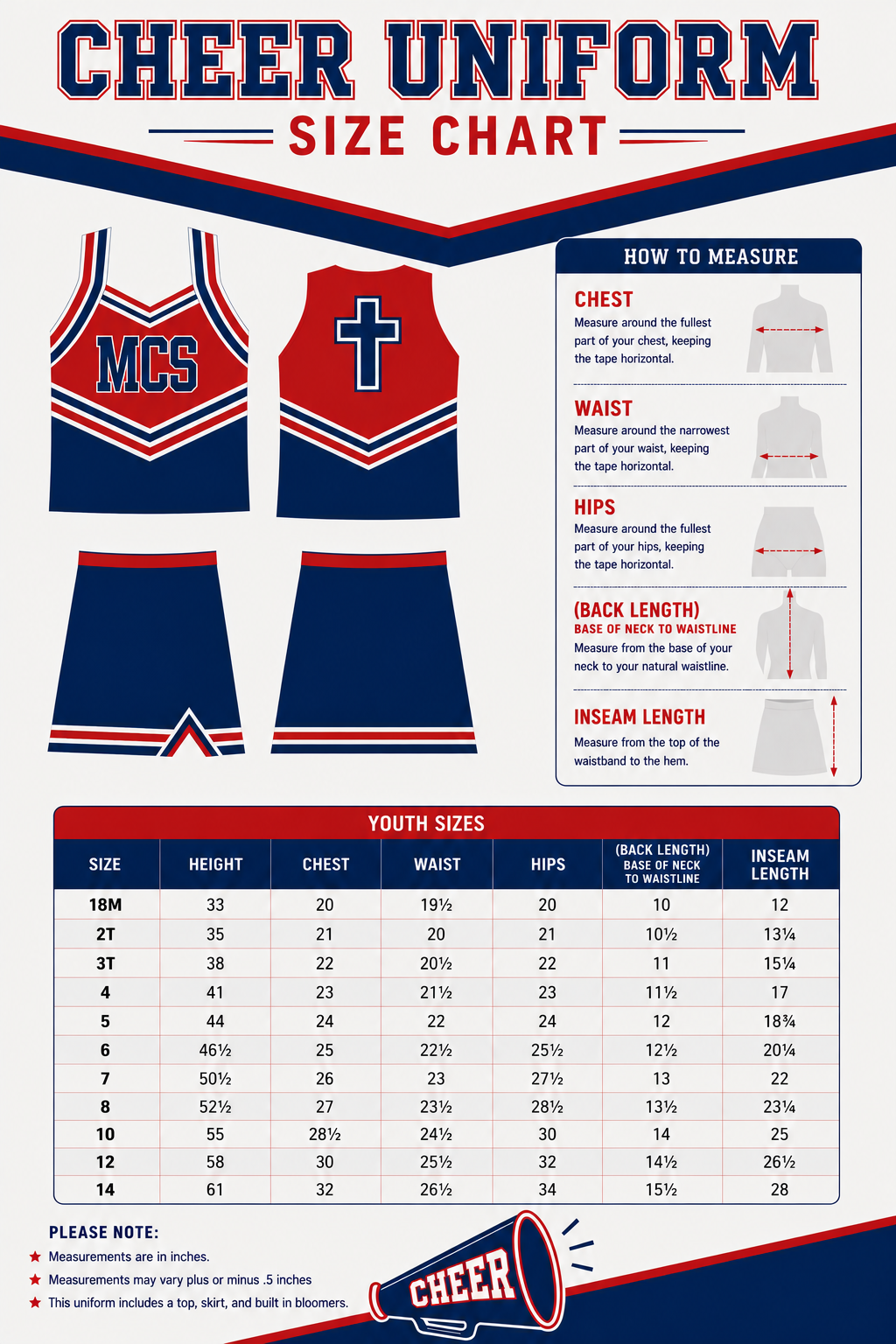 *MCS Cheer Uniform STANGS (red)