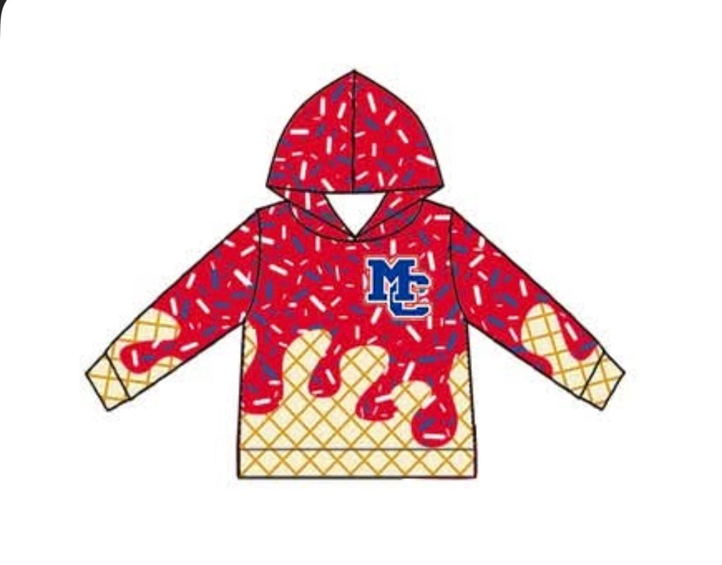 MCS red drip hooded shirt