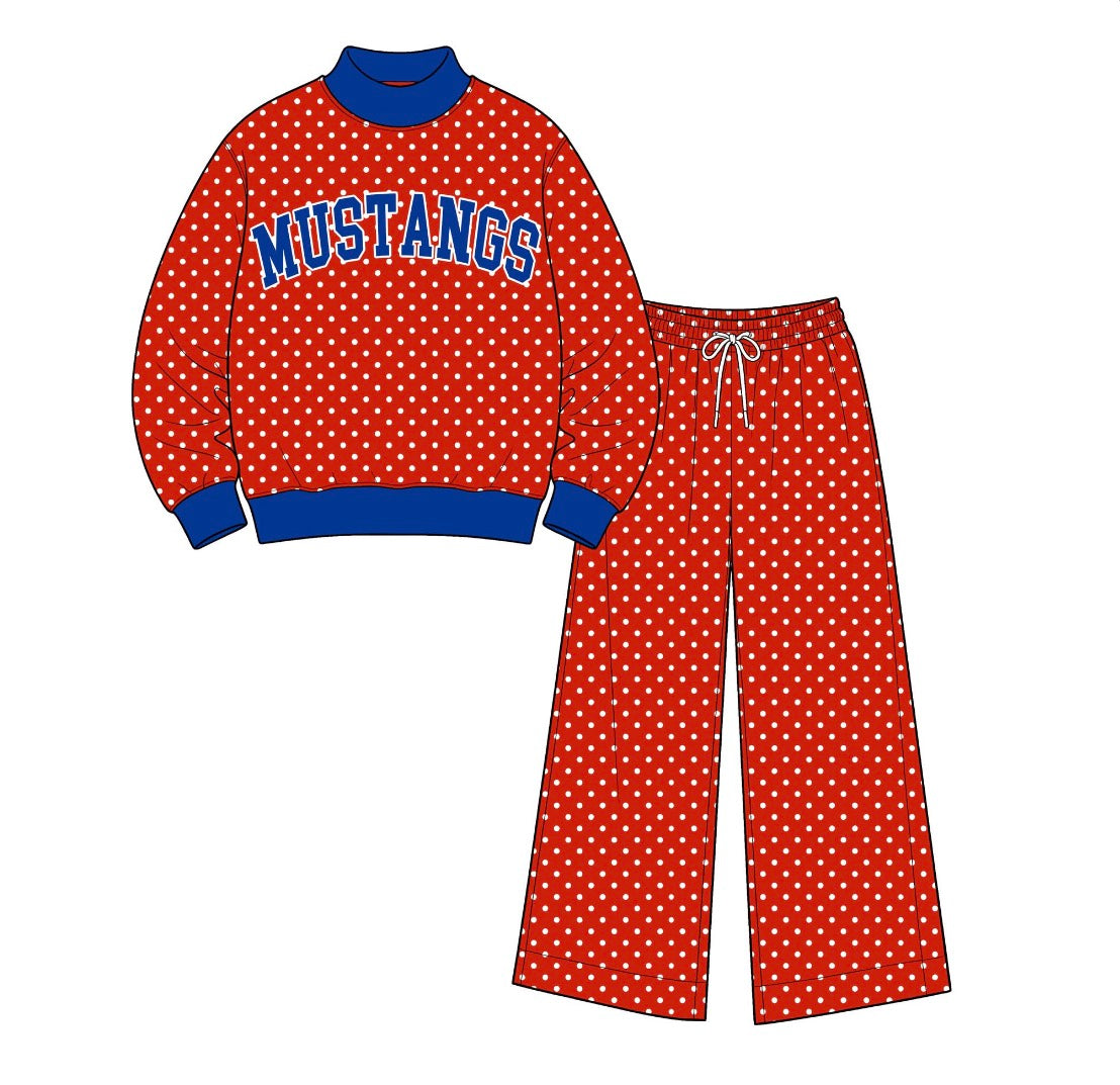 Mustangs red mock neck outfit