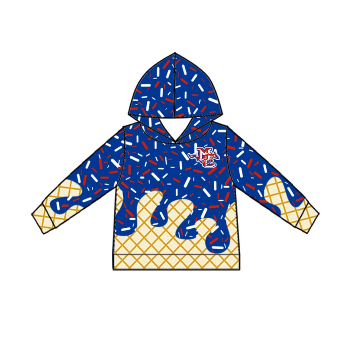 MCS blue drip hooded shirt